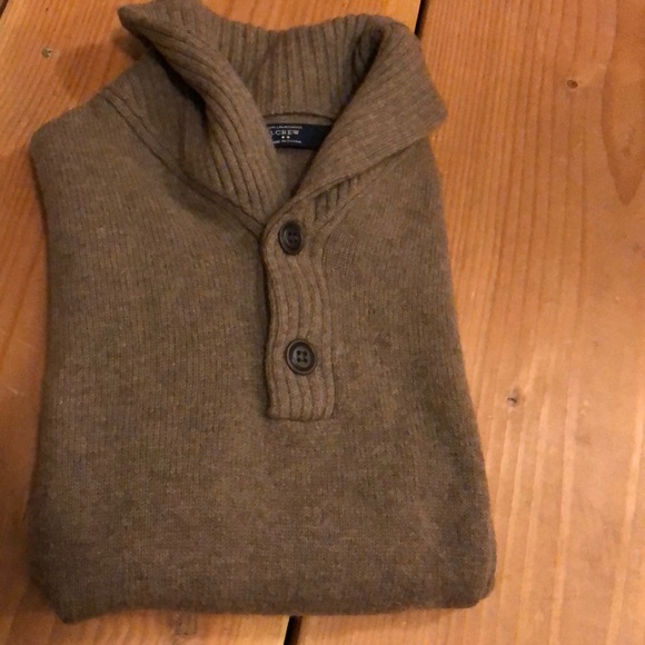 J. Crew Other - J Crew Lambswool sweater cowl collar button fawn S